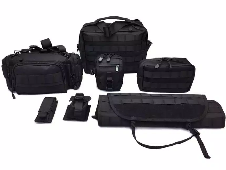 Runner Lifestyle MOLLE seatback bag installed on a car seat, demonstrating its modular storage options and secure fit