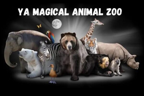 A fantastical scene of a magical animal zoo filled with mythical creatures, from unicorns to phoenixes.