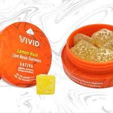 A vibrant image of Vivid Lemon Haze Gummies, highlighting their refreshing citrus flavor and relaxing effects.